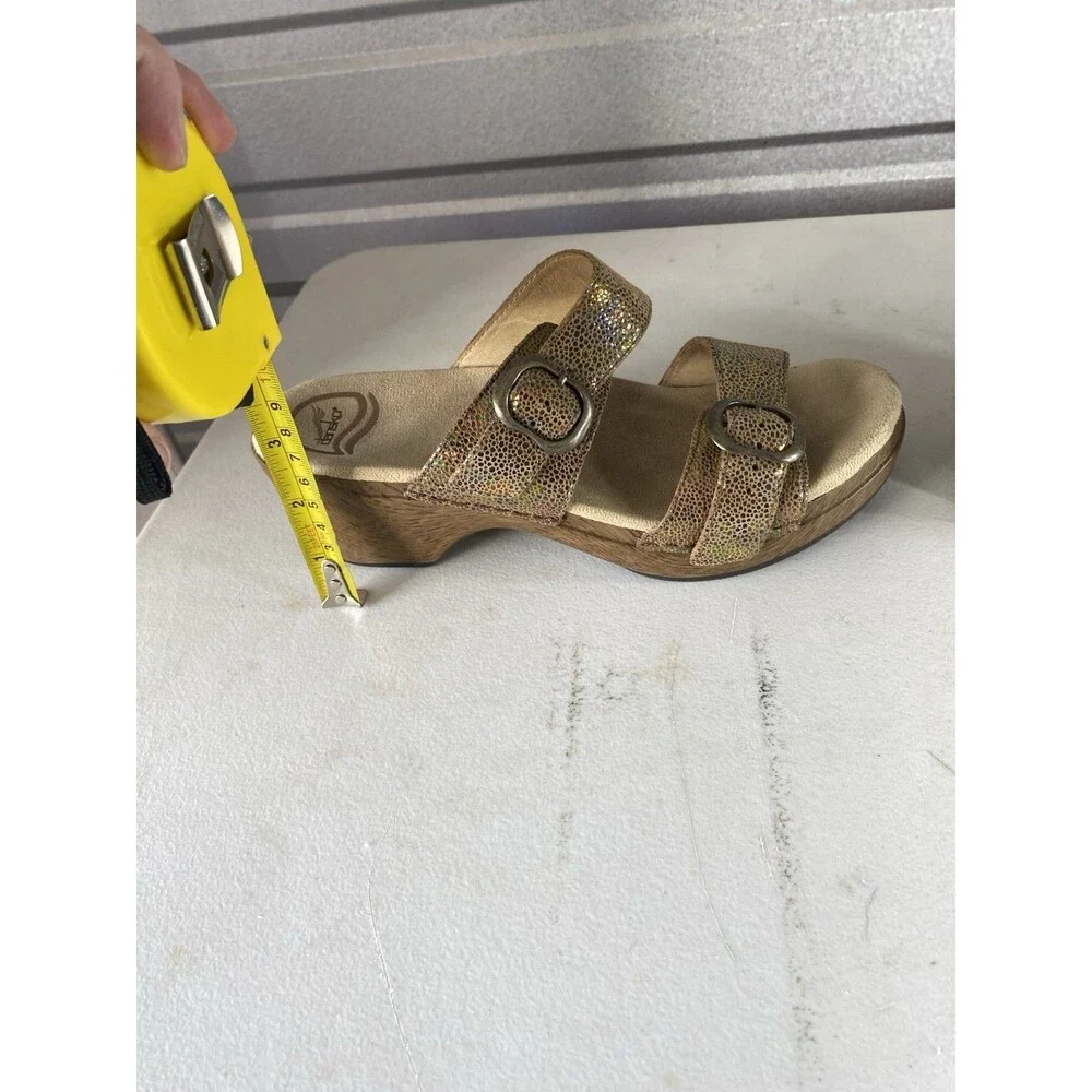 Dansko Sophie Sandals Bronze Iridescent Metallic Wedge Slide Women’s 38 US 7.5-8